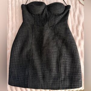 Aqua Black Textured Strapless Dress